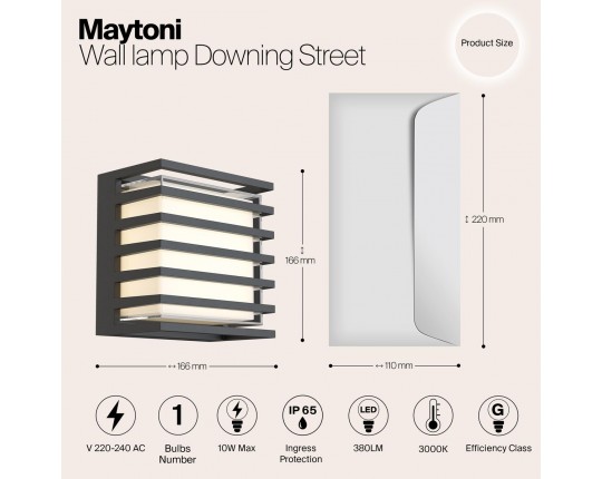 Уличный настенный светодиодный светильник Maytoni Downing Street O020WL-L10B4K