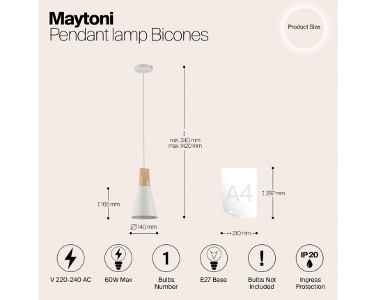 Подвесной светильник Maytoni Bicones P359-PL-140-W Подвесной светильник Maytoni Bicones P359-PL-140-W