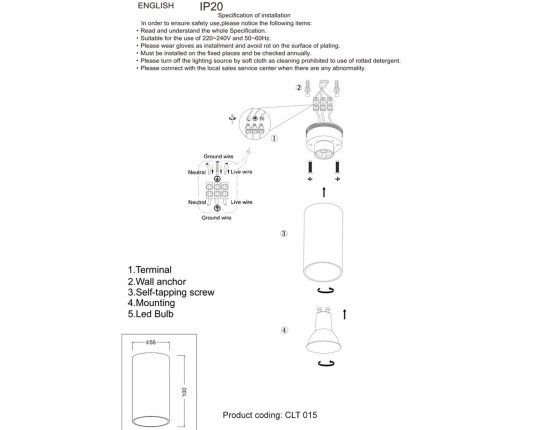 Потолочный светильник Crystal Lux CLT 015C BL