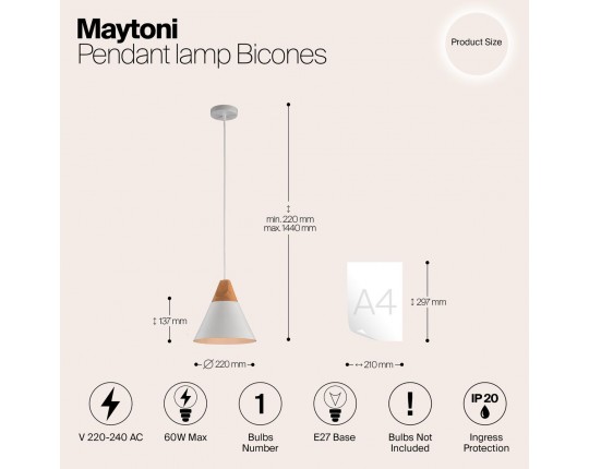 Подвесной светильник Maytoni Bicones P359-PL-01-W