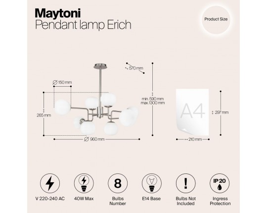 Подвесная люстра Maytoni Erich MOD221-PL-08-N