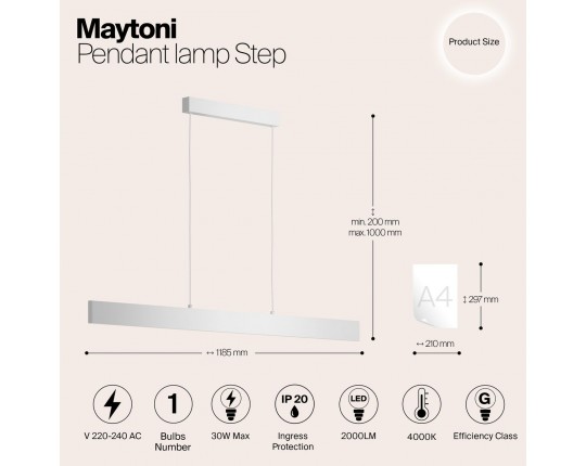 Подвесной светодиодный светильник Maytoni Step P010PL-L30W4K