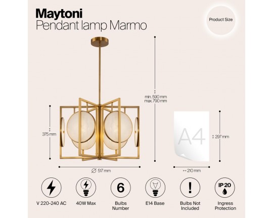 Подвесная люстра Maytoni Marmo MOD099PL-06G