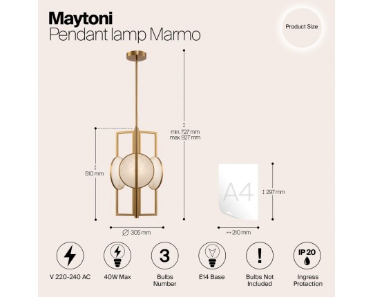 Подвесная люстра Maytoni Marmo MOD099PL-03G