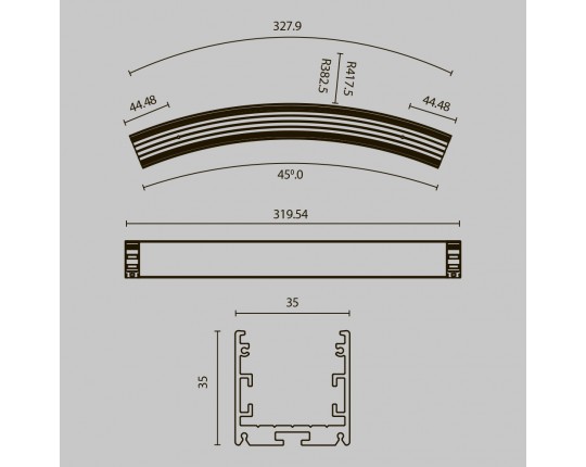 Профиль радиусный Maytoni ALM-3535R-B-D-45°-0.8M