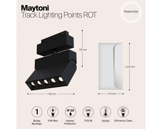 Трековый светодиодный светильник для магнитного шинопровода Maytoni Track lamps TR015-2-10W3K-B