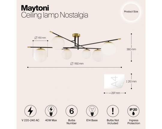 Потолочная люстра Maytoni Nostalgia MOD048CL-06G
