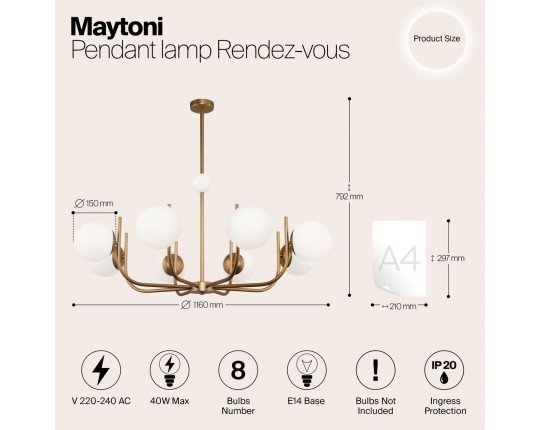 Подвесная люстра Maytoni Rendez-Vous MOD109PL-08BS