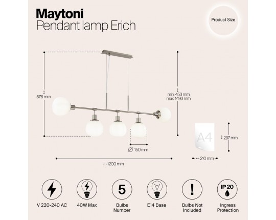 Подвесная люстра Maytoni Erich MOD221-PL-05-N