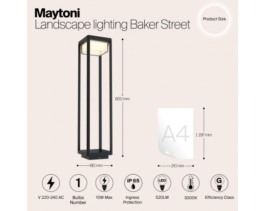 Ландшафтный светодиодный светильник Maytoni Baker Street O021FL-L10B3K