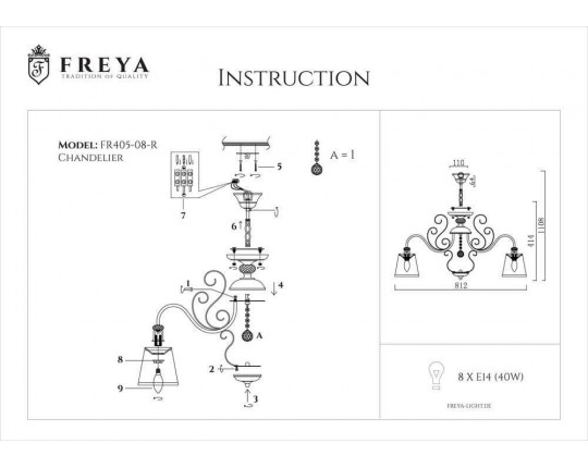Подвесная люстра Freya Driana FR2405-PL-08-BZ