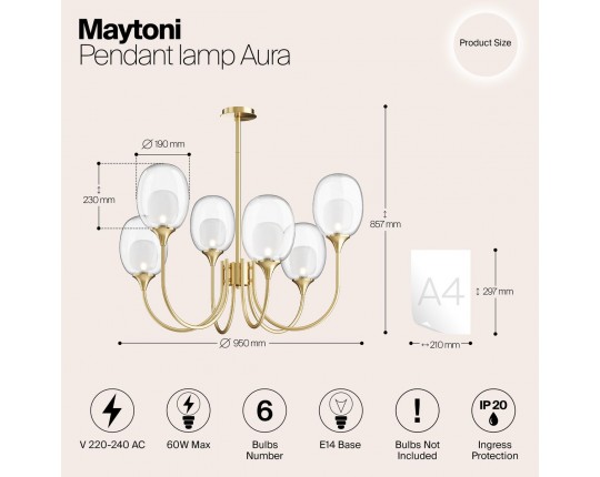 Подвесная люстра Maytoni Aura MOD016PL-06BS