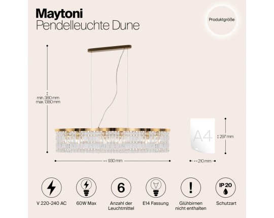Подвесной светильник Maytoni Dune DIA005PL-06G