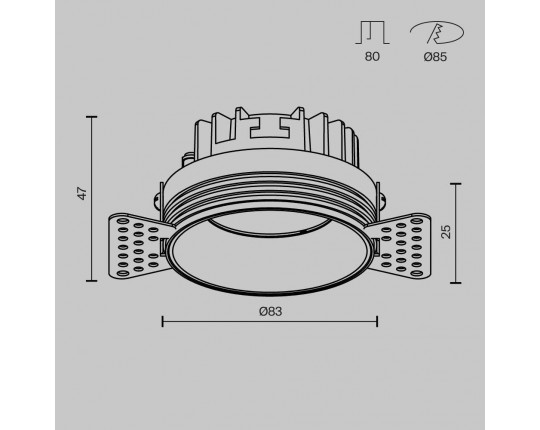 Встраиваемый светильник Maytoni Technical DL055-8W3-4-6K-TRS-B