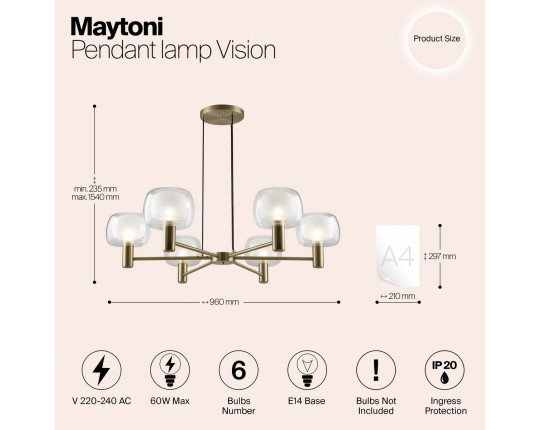 Подвесная люстра Maytoni Vision MOD411PL-06G