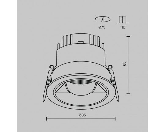 Встраиваемый светильник Maytoni Technical DL100-12W2.7-3-4K-RD-B