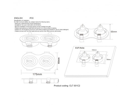 Встраиваемый светильник Crystal Lux CLT 001С2 BL