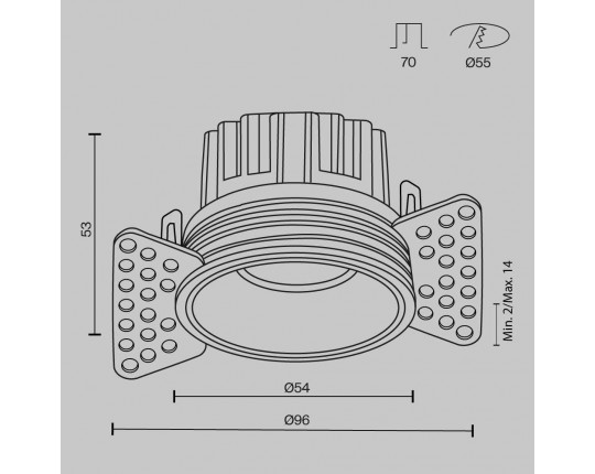 Встраиваемый светильник Maytoni Technical Downlight Round DL058-7W2.7K-TRS-B