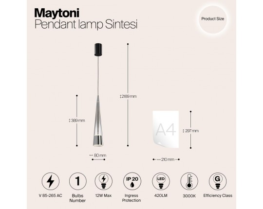 Подвесной светодиодный светильник Maytoni Sintesi P090PL-L12CH3K