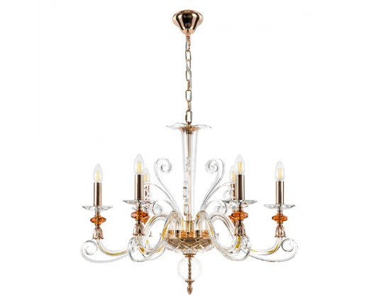 Подвесная люстра Crystal Lux Catarina SP6 V2 Gold/Transparent-Cognac