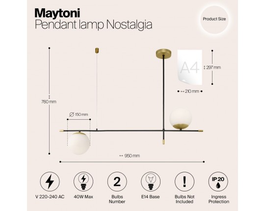 Подвесной светильник Maytoni Nostalgia MOD048PL-02G