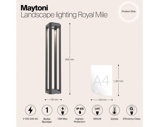 Ландшафтный светодиодный светильник Maytoni Royal Mile O019FL-L12GR3K