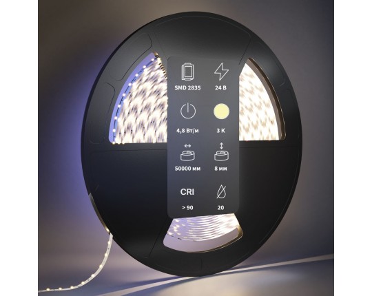 Светодиодная лента Maytoni 4,8W/m 60LED/m 2835SMD теплый белый 50M 201015