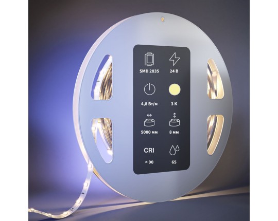 Светодиодная влагозащищенная лента Maytoni 4,8W/m 60LED/m 2835SMD теплый белый 5M 201013
