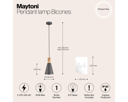 Подвесной светильник Maytoni Bicones P359-PL-140-C