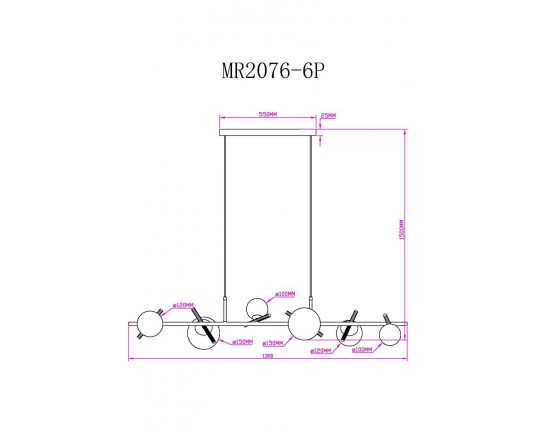 Подвесная люстра MyFar Francis MR2076-6P