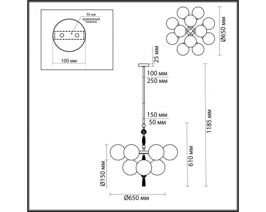 Подвесная люстра Odeon Light Exclusive Modern Palle 5405/12