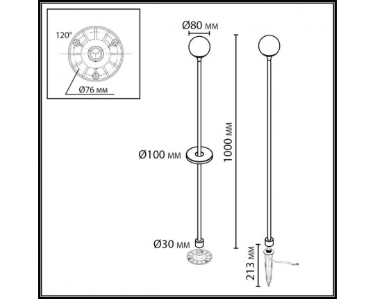 Ландшафтный светильник Odeon Light NATURE 7120/3GLB