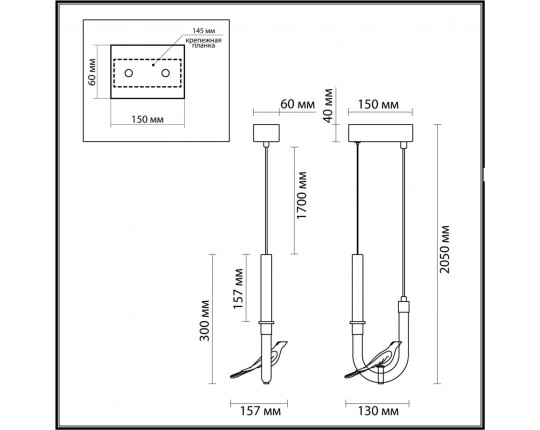 Подвесной светодиодный светильник Odeon Light L-Vision Lark 5431/2L