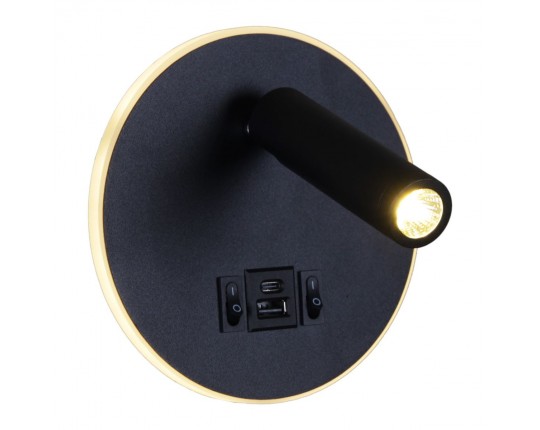 Настенный светодиодный светильник Reluce 86203-9.2-001KT LED12W+USB BK