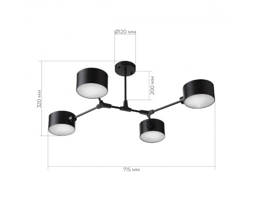 SLE183402-04 Светильник потолочный Черный/Черный E14 4*60W