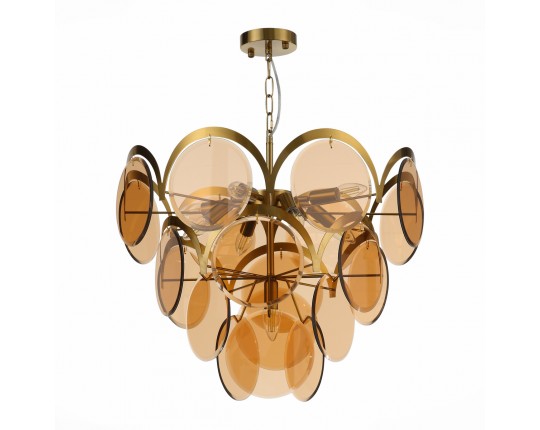 SL1161.333.09 Люстра подвесная ST-Luce Латунь/Янтарный E14 9*60W