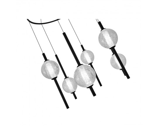 SL6120.403.06 Светильник подвесной ST-Luce Черный/Прозрачное кракелированное стекло LED 6*8,5W 3000K