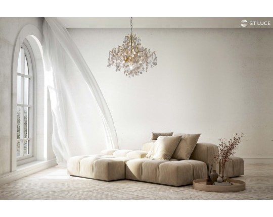 SL1650.303.08 Люстра подвесная ST-Luce Латунь/Прозрачный, Золотой E14 8*60W