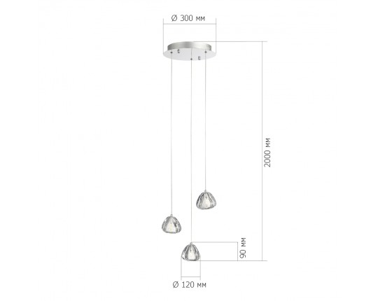 SL6017.101.03 Светильник подвесной ST-Luce Хром/Прозрачный с пузырьками воздуха LED 3*3W 3000K