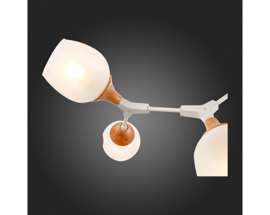 SLE113502-05 Светильник потолочный Белый, Светлое дерево/Белый E27 5*60W