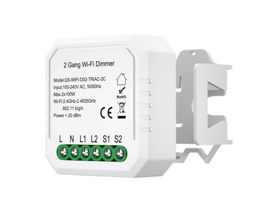 ST9000.500.02CDIM WI-FI диммируемое реле 2 канала 2x100W, IP20, L46xW46xH18, 230V, Белый
