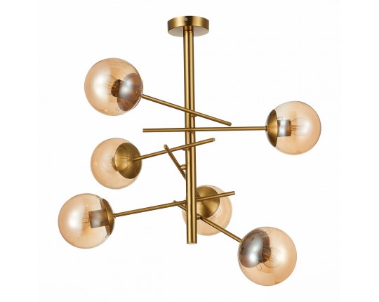 SLE1099-312-06 Светильник потолочный Латунь/Коньячный E27 6*60W