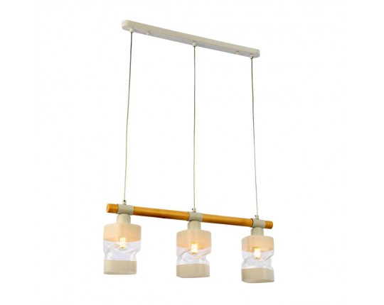 SLE114503-03 Светильник подвесной Белый, Светлое дерево/Белый, Прозрачный E27 3*60W