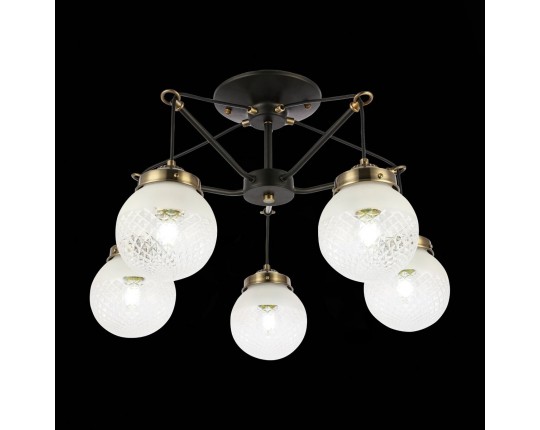 SLE110302-05 Светильник потолочный Черный, Бронза/Прозрачный, Белый E27 5*60W