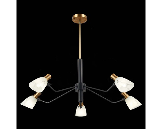 SLE205403-05 Светильник подвесной Черный, Латунь/Белый E14 5*60W