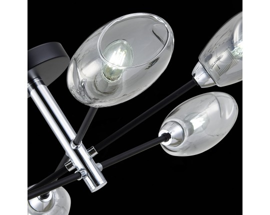 SLE155512-06 Светильник потолочный Черный, Хром/Дымчатый E14 6*40W