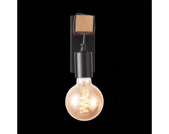 SL1142.401.01 Светильник настенный Черный, Светлое дерево E27 1*60W