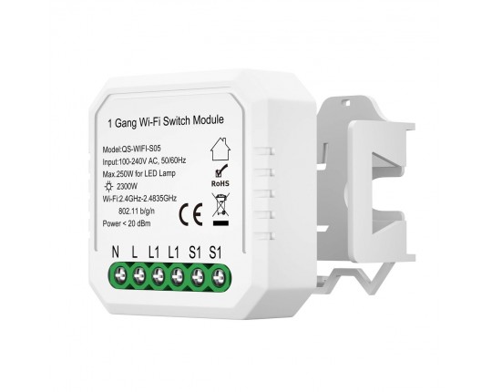 ST9000.500.01C WI-FI реле 1 канал,250W, IP20, L46xW46xH18, 230V, Белый