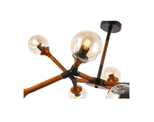 SLE109402-08 Светильник потолочный Черный, Темное дерево/Прозрачный, Янтарный E27 8*60W