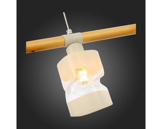 SLE114503-03 Светильник подвесной Белый, Светлое дерево/Белый, Прозрачный E27 3*60W